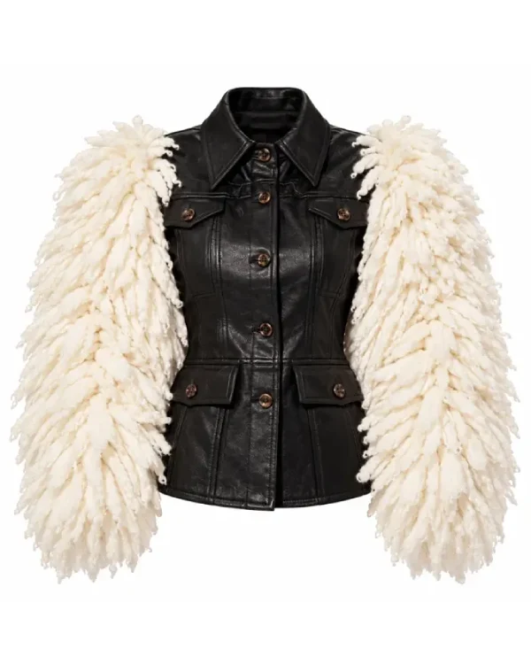 Get VMAs 2026 Lisa Fur Sleeves Leather Jacket