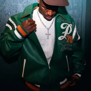 Get Vini Jr. Pelle Pelle Soda Club Green Leather Jacket