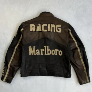 Get Vintage 90s Marlboro Racing Brown Leather Jacket