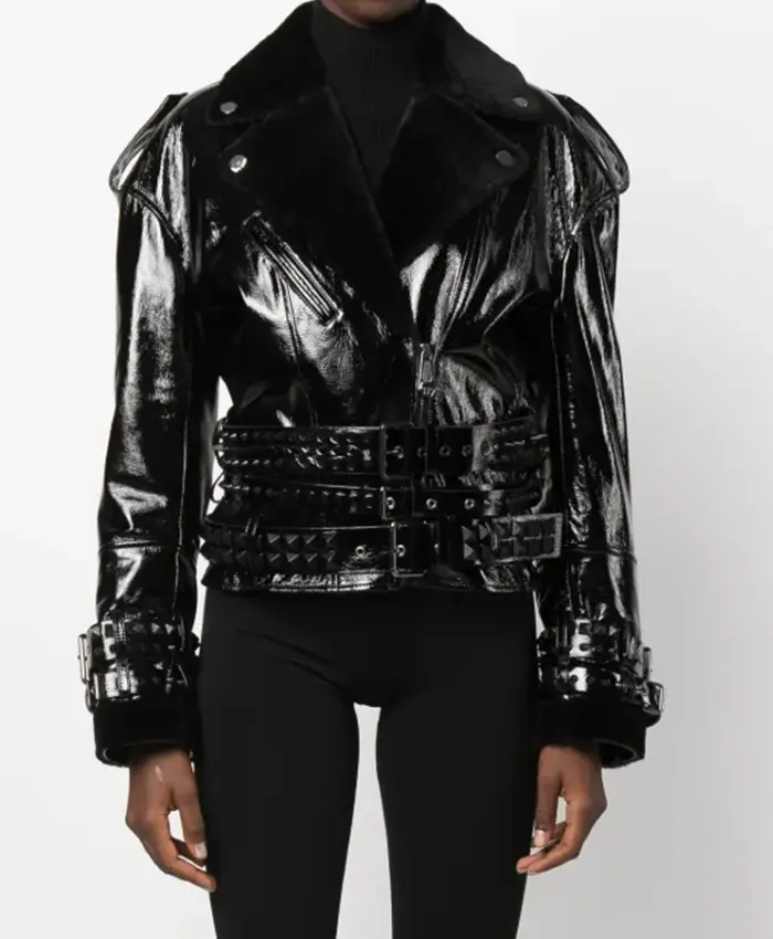 Glossy Leather Winter Jacket