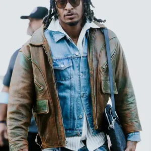 Grant Delpit Arrival Distressed Brown Leather Jacket