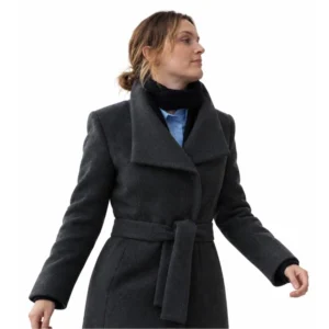 Guarding Stars 2026 Leighton Meester Charcoal Wool Coat