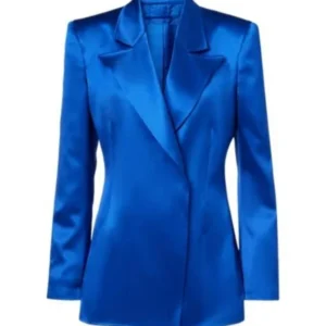 Hannah Waddingham Blue Silk Blazer