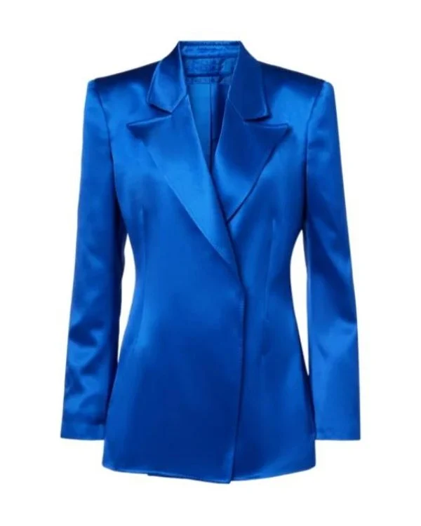Hannah Waddingham Blue Silk Blazer