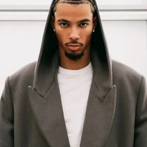 Hugo Ekitiké Balenciaga SS27 Grey Wool Hood Coat