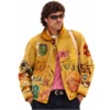 Jacob Elordi Yellow Graphic Print Jacket