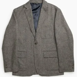 John Simons Grey Herringbone Merino Blazer