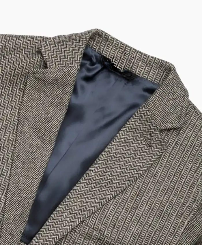 John Simons Grey Herringbone Merino Blazer