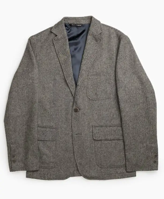 John Simons Grey Herringbone Merino Blazer