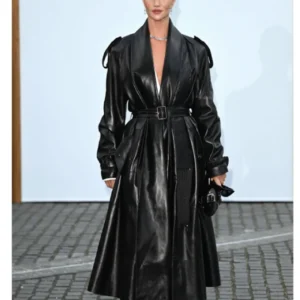 London Fashion Week Rosie Huntington-Whiteley Leather Coat