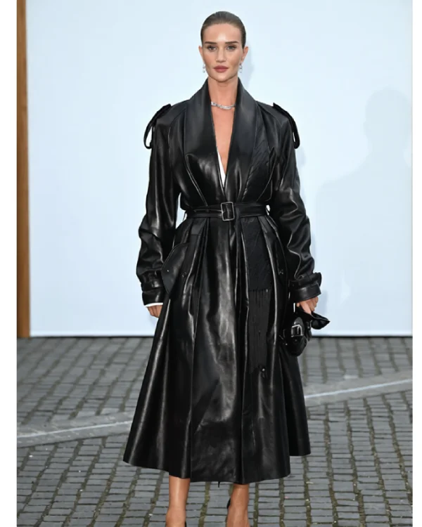 London Fashion Week Rosie Huntington-Whiteley Leather Coat