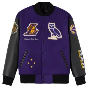 Los Angeles Lakers x OVO Raglan Full-Snap Varsity Jacket