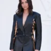 Louis Vuitton Show at PFW Ana de Armas Black Leather Blazer