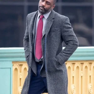 Luther S05 DCI John Luther Grey Woolen Trench Coat