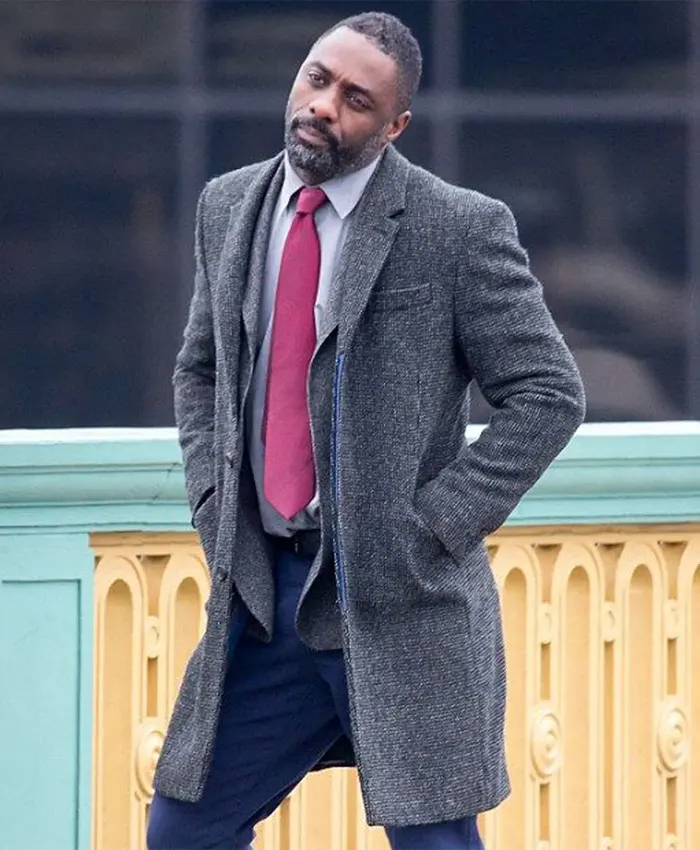 Luther S05 DCI John Luther Grey Woolen Trench Coat