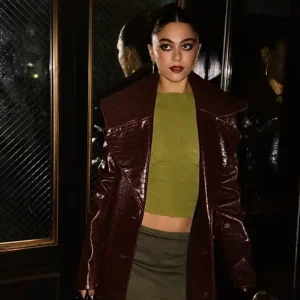 Mika Abdalla Burgundy Leather Trench Coat