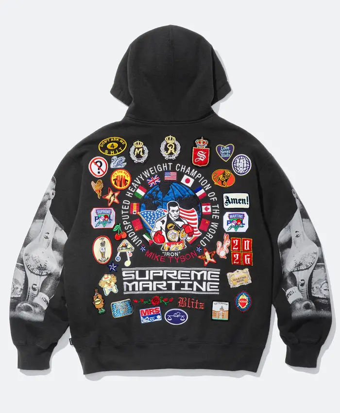 Mike Tyson Supreme Martine Black Zip-Up Hoodie