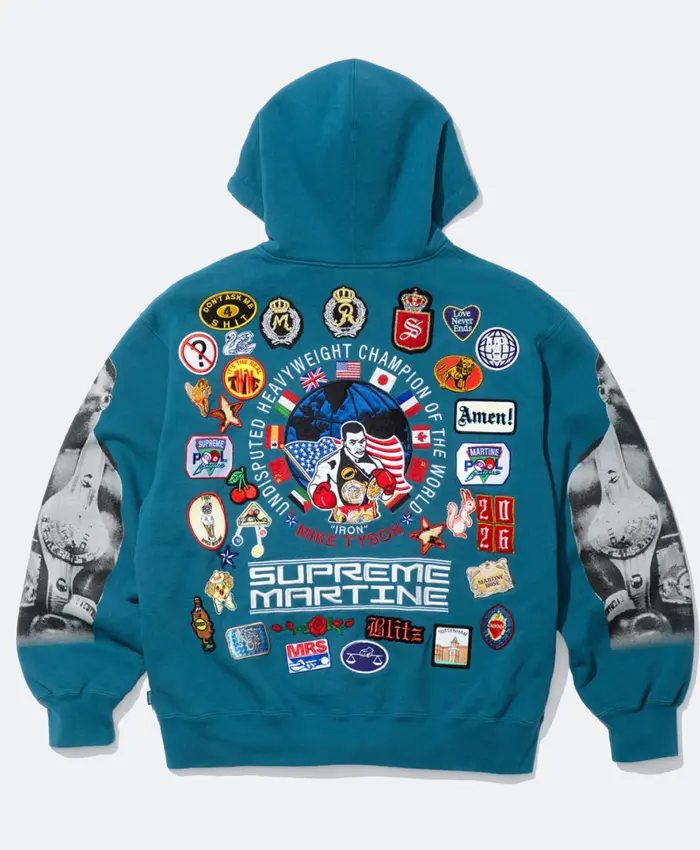 Mike Tyson Supreme Martine Teal Zip-Up Hoodie