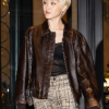 Milan Fashion Week Pom Klementieff Brown Leather Jacket