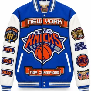 NY Knicks 2026 NBA Champions Royal Varsity Jacket