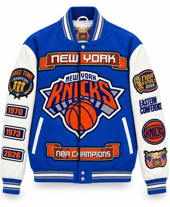 NY Knicks 2026 NBA Champions Royal Varsity Jacket