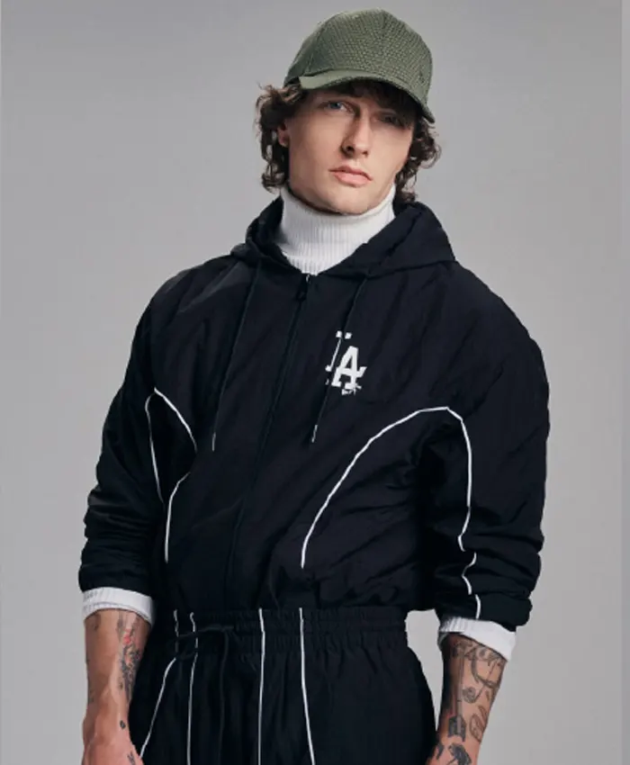New Era Los Angeles Dodgers Black Hooded Track Jacket