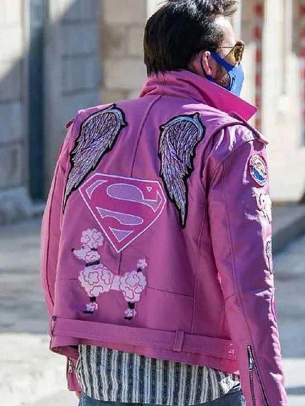 Nicolas Cage Pink Motorcycle Genuine Leather Jacket