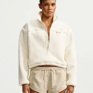 Nike x SKIMS White Sherpa Women’s Cropped Jacket
