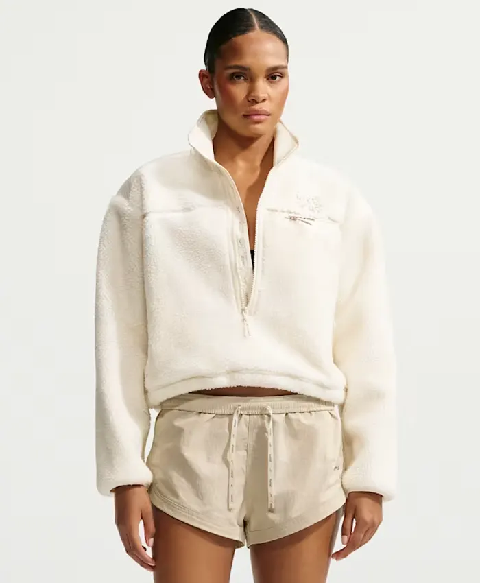 Nike x SKIMS White Sherpa Women’s Cropped Jacket