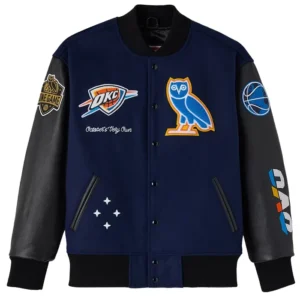 Oklahoma City Thunder x OVO Raglan Full-Snap Varsity Jacket