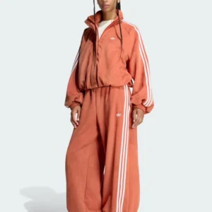 Orange-Adidas Suede Track Jacket