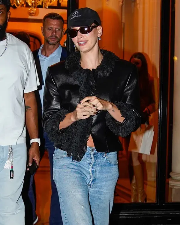 Paris 2026 Magda Butrym Hailey Bieber Fur Jacket