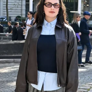 Paris Fashion Week Leather Bomber Jacket