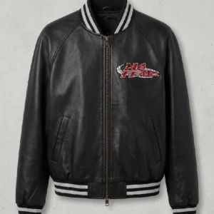 Playboi Carti No Fear x Opium Black Leather Jacket For Sale