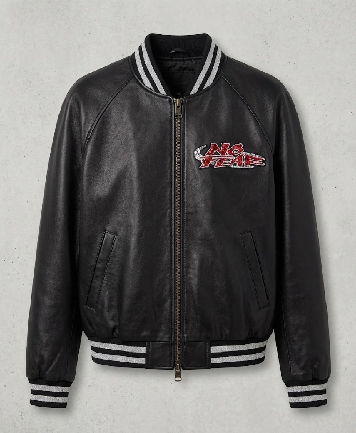 Playboi Carti No Fear x Opium Black Leather Jacket For Sale