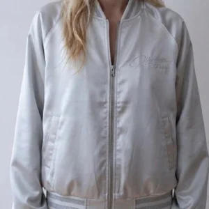 Playboi Carti Opium Silver Satin Bomber Jacket For Sale