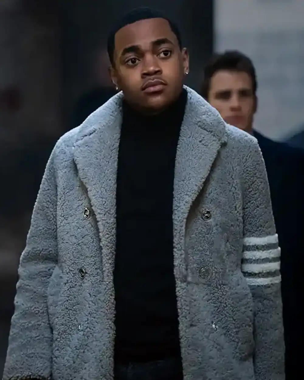 Power Book II Ghost S03 Tariq St. Patrick Grey Fur Coat