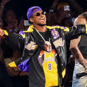 R&B Tour Usher Jeff Hamilton Lakers Leather Varsity Jacket