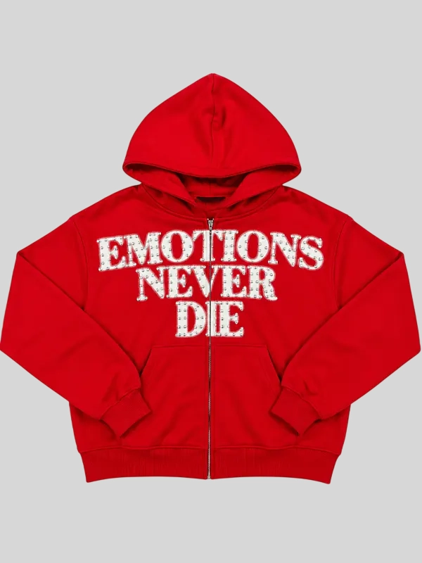 Red Mixed Emotion End Rhinestone Hoodie For Sale