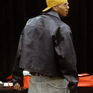 Shop Chris Brown R&B Tour Dark Brown Leather Bomber Jacket