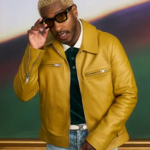 Shop Culturecon Scott Evans Yellow Biker Leather Jacket