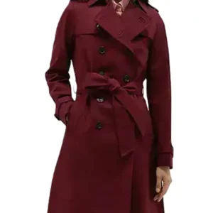 Shop Line of Fire S01 Megan Ferguson Maroon Belted Coat