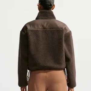 Shop Nike x SKIMS Brown Sherpa Women’s Cropped Jacket