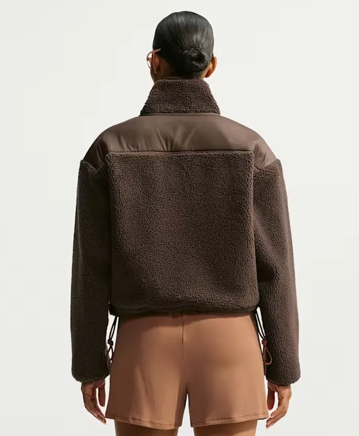 Shop Nike x SKIMS Brown Sherpa Women’s Cropped Jacket