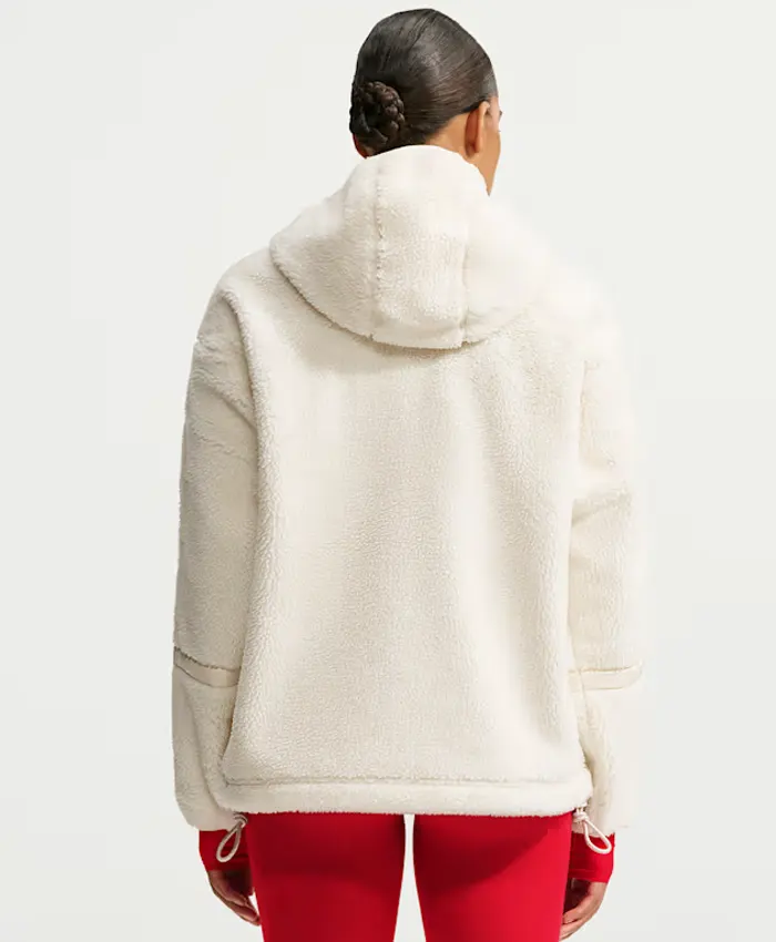 Shop NikeSKIMS White Sherpa Oversized Hooded Jacket