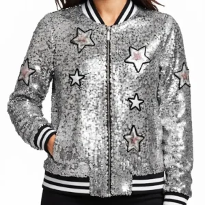 Shop Saturday Night Live UK S02 Celeste Dring Sequin Bomber Jacket