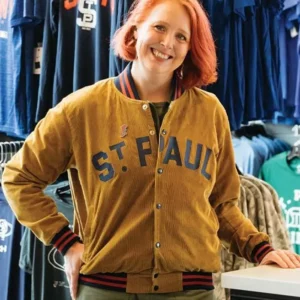 Shop St. Paul Saints Corduroy Bomber Letterman Jacket