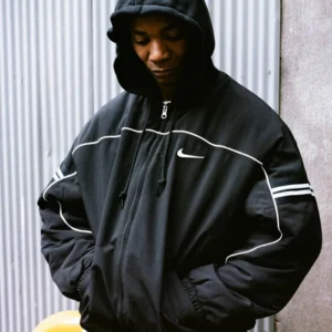 Shop Supreme x Nike Black Nylon Hooded Jacket