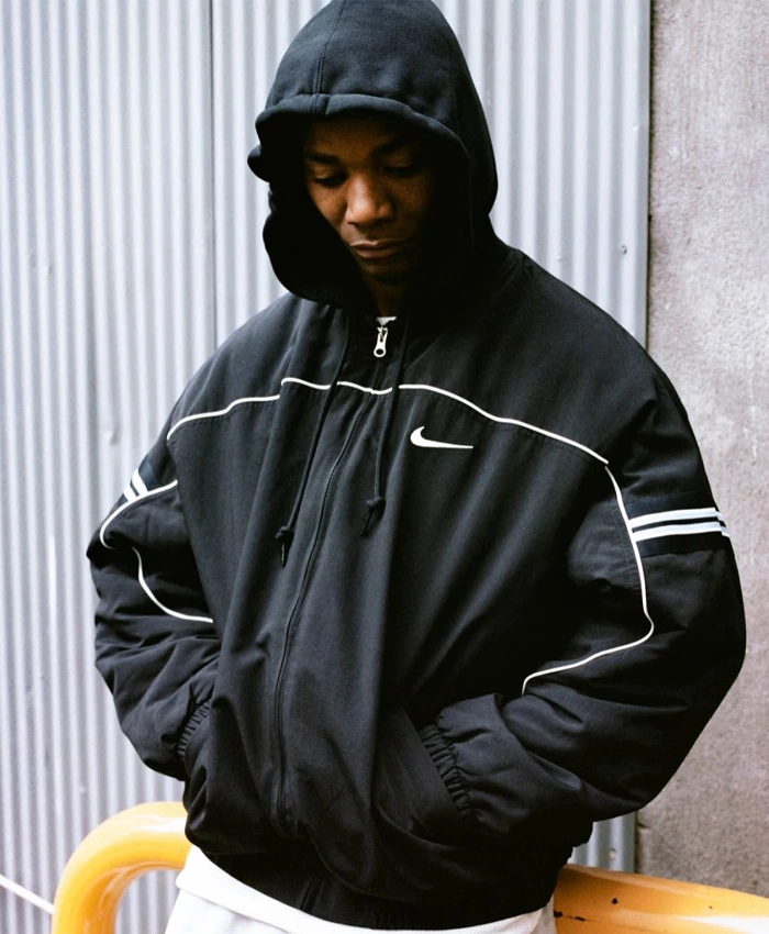 Shop Supreme x Nike Black Nylon Hooded Jacket