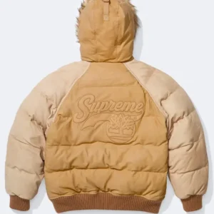 Shop Supreme x Timberland Fur Hooded Suede Puffer Jacket